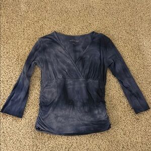 Soft Surroundings Blue Tie-Dye V-Neck Blouse